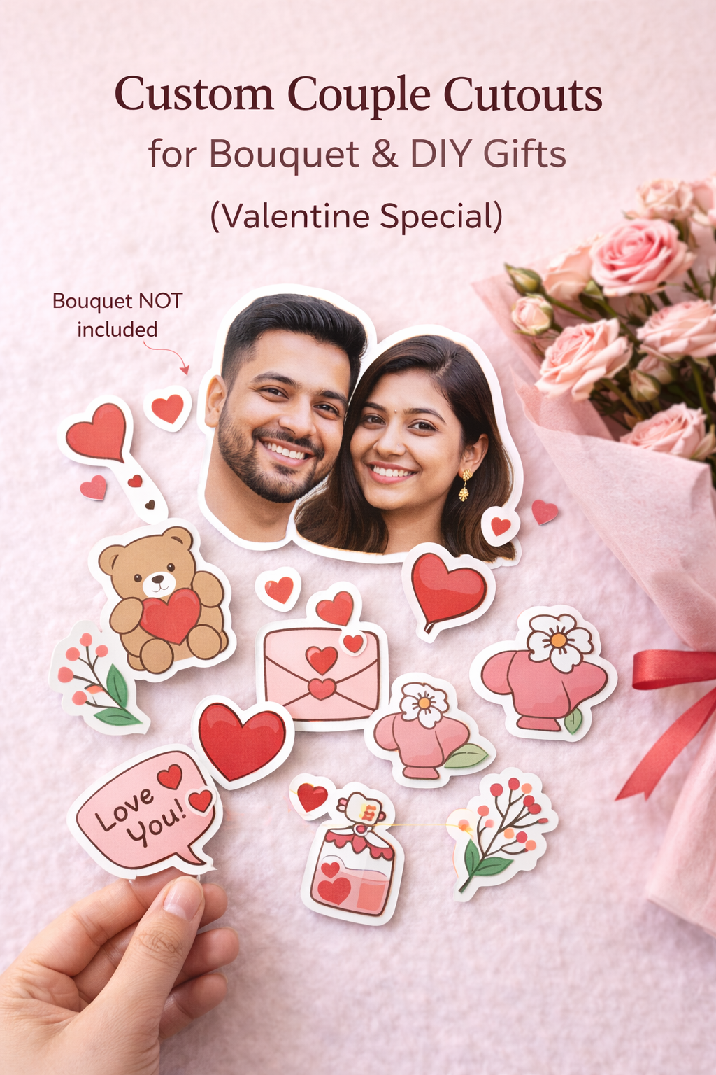 Custom Couple Cutouts for Bouquet & DIY Gifts 💕 (Valentine Special)