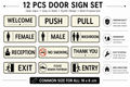 Stickkaro Premium Door Sign Sticker Set (Pack of 12) | Push, Pull, Entry, Exit, Male, Female, Washroom, Reception, Welcome, Thank You, No Smoking & Please Remove Shoes | Office, Home & Commercial Use