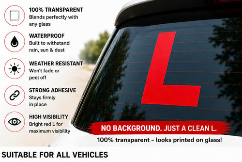 Stickkaro Transparent Learner L Sticker for Car & Bike, Vinyl, Waterproof, UV Resistant, (Pack of 3)